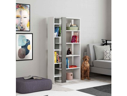 Designová knižnica ZAPHIRA, biela/retro šedá