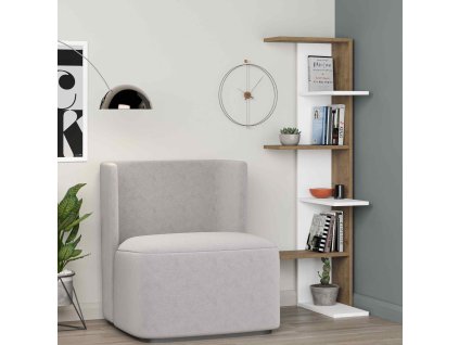 Rohová knižnica YAGO, biela/orech Hit