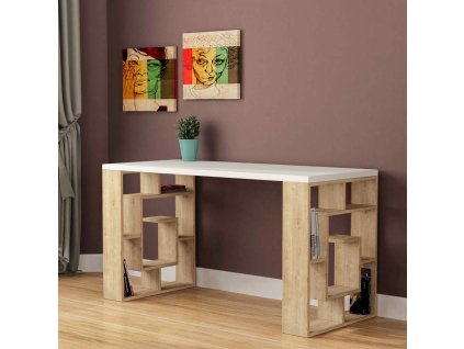 Písací stôl MADISON, biely/dub