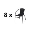 Záhradná stolička 8 x BISTRO, čierny ratan