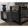 TV stolík DELUXE BIANCO, čierny mramor/zlatá