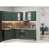 Rohová vintage kuchynská linka z MDF BARDIS, zelená/antracit