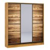 Šatníková skriňa s posuv. dverami 250 VIENE, dub apalačský/zrkadlo