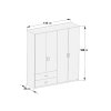 Štvordverová šatníková skriňa BEATRIS, biela