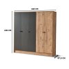 Päťdverová šatníková skriňa VIDA, pine/grey