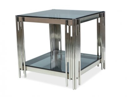 Stolek FOSSIL B 55x55 stříbrný/kouřové sklo