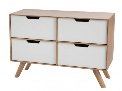 Komoda Nordic SMALL6 K-bílý, F-dub, N-dub, U-frézovaný