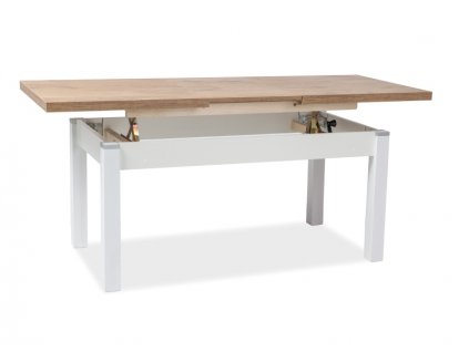 Nízký stolek KLEOPATRA dub Lancelot / bílý polomat 124(164)x64x56(75)