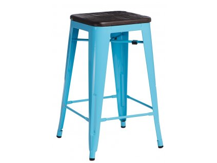 Barová židle PARIS WOOD 65cm modrá borovice kartáčovaná