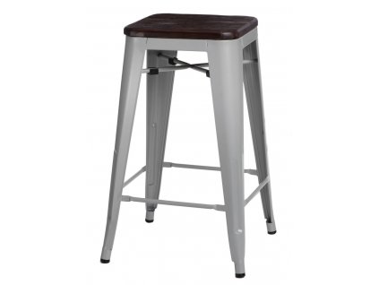 Barová židle PARIS WOOD 65cm šedá borovice kartáčovaná