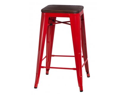 Barová židle PARIS WOOD 75cm červená borovice ořech