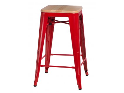 Barová židle PARIS WOOD 75cm červená borovice přírodní