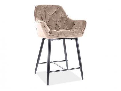 CHERRY H-2 VELVET HOCKER ČERNÝ RÁM/BÉŽOVÝ BLUVEL 28