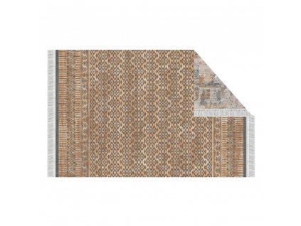 Oboustranný koberec, vzor / hnědá, 160x230, MADALA