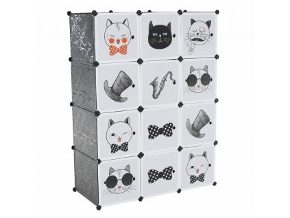Dětská modulární skříň, šedá/dětský vzor, AVERON