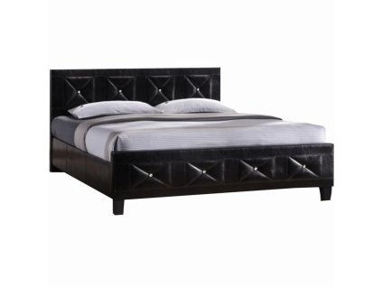 Manželská postel, s roštem, ekokůže černá, 180x200, CARISA
