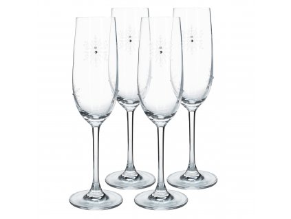 TEMPO-KONDELA SNOWFLAKE CHAMPAGNE, sklenice na šampaňské, set 4 ks, s krystaly, 230 ml