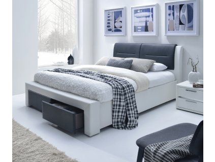 Čalouněná postel CASSANDRA S 160 se zásuvkami černobílá