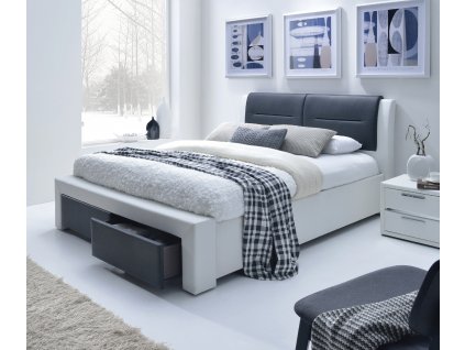 Čalouněná postel CASSANDRA S 160x200 se zásuvkami černobílá