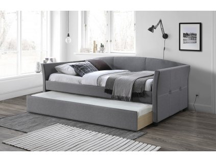 Manželská postel SANNA s výsuvnou spodní matrací šedá