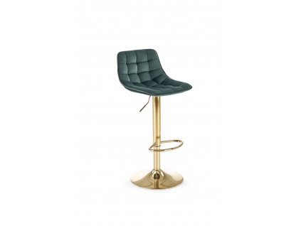 H120 barová židle noha - zlatá, sedák - tmavě zelený