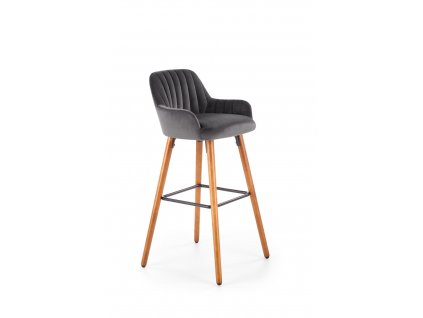 H93 barová židle noha - ořech, čalounění - tmavě šedé