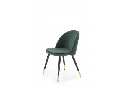 K315 židle, nohy - černá/zlatá, čalounění - tmavě zelená