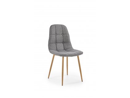 K316 židle, čalounění - šedé, nohy - medový dub