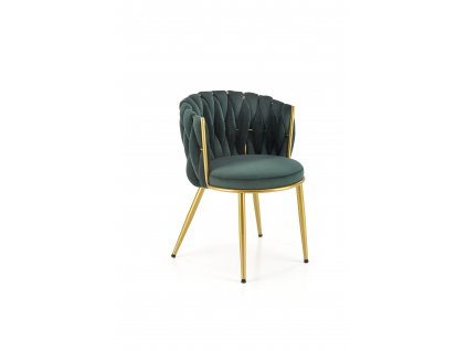 K517 židle tmavě zelená/zlatá