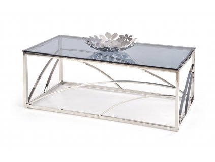 Konferenční stolek UNIVERSE, rám - stříbrný, sklo - kouřové