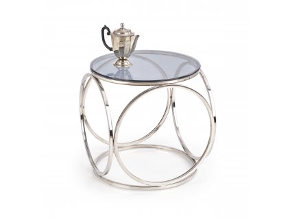 Konferenční stolek VENUS S, rám - stříbrný, sklo - kouřové