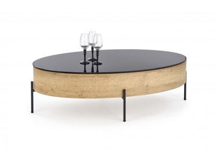 Konferenční stolek ZENGA s úložným prostorem černá/zlatý dub