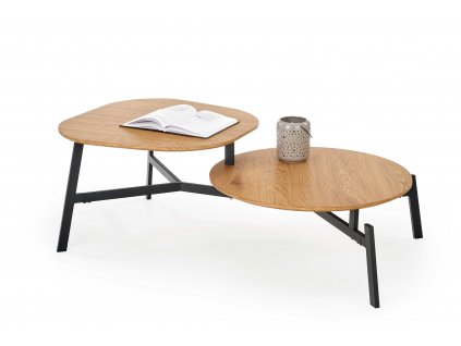 Konferenční stolek ZIGGY deska: zlatý dub, nohy: černé