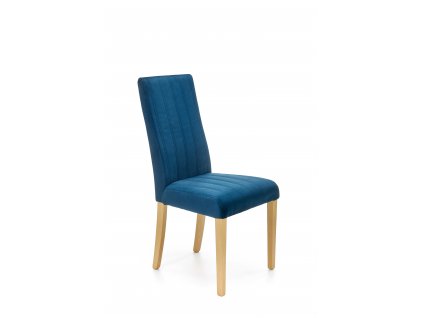 Židle DIEGO 3 medový dub/čaloun. sametové prošívané pruhy - MONOLITH 77 (tmavě modrá)