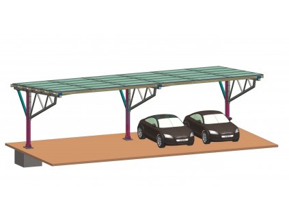 Konstrukce na solární/trapézový přístřešek pro auta