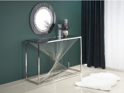 Toaletní stolek  KN4 Kosolka, rám - stříbrný, sklo - kouřové