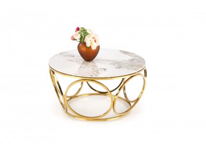 Konferenční stolek VENUS, rám - zlatý, sklo - kouřové