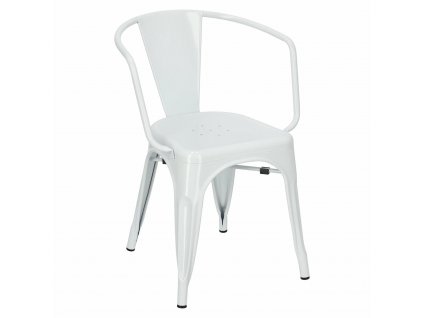 Židle Paris Arms bílá inspirovaná Tolix