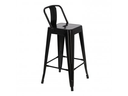Barová židle Paris Back Short 66cm černá inspirovaná Tolix
