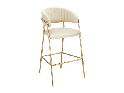 Designová barová židle, béžová Velvet látka/gold chrom zlatý, DASMIN TYP 2