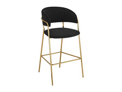Designová barová židle, černá Velvet látka/gold chrom zlatý, DASMIN TYP 2