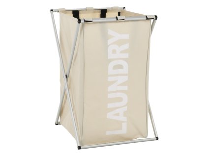 Látkový koš na prádlo, šedobéžová, LAUNDRY TYP 1