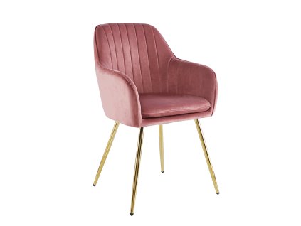 Designové křeslo, růžová Velvet látka/gold chrom-zlatý, ADLAM NEW