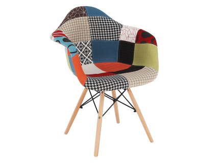 Křeslo, patchwork/buk, TOBO 4 NEW