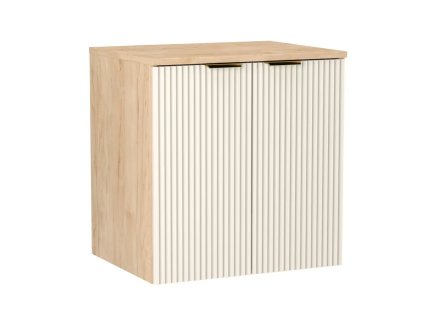 Koupelnová skříňka s drážkovanými dvířky Willump 60 cm - ořech/kašmír