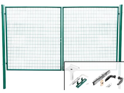 Brána METALTEC DUO, 3580/1450/100x50 mm, zelený, dvoukřídlý, zahradní, ZN+PVC, RAL6005