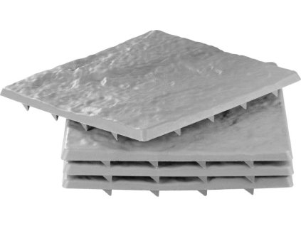 Sada dlažebních desek s efektem kamene, PP, 30x30 cm, plast, šedá, balení 4ks