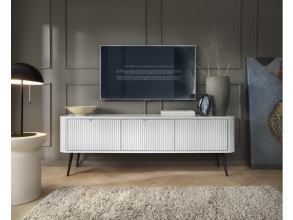 Tv skříň Elego s drážkovanými čely IRTV171 - bílá/nožičky - černá