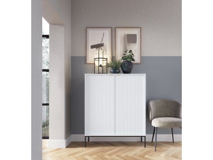 Komoda Poro QK108 - bílá/rám - černá