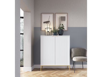Komoda Poro QK109 - bílá/rám - zlatá